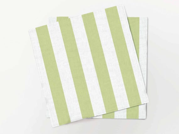 Napkins set, Green Stripes, 100% linen, napkins cloth, fabric napkins