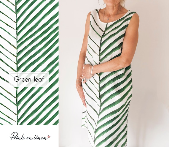 Green leave, linen dress, wabi sabi, linen dress a line, green fashion, eco fashion, minimalist dress, sleeveless dress, linen woman dress