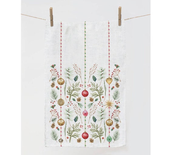 Kitchen towel, Christmas Jazz, Christmas towel, Christmas decor, Holiday kitchen decor, 100% linen, linen towel