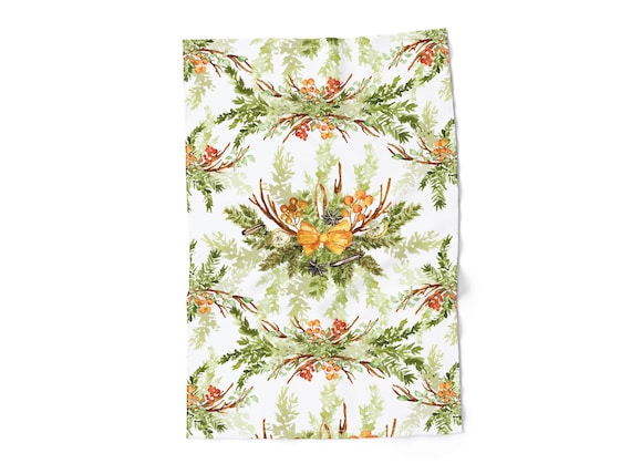 Kitchen towel, Rustic Christmas Aroma, Holiday linens, Christmas decor, 100% linen