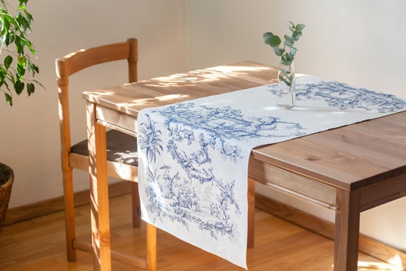 Toile de Jouy, Table runner, Linen table runner, 100% linen, custom table runner, Hand made in Lithuania