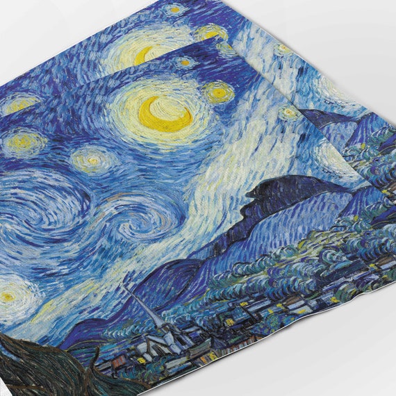 Placemats set, Vincent van Gogh, Starry Night, housewarming gift, linen placemats, fabric placemats, 100% linen