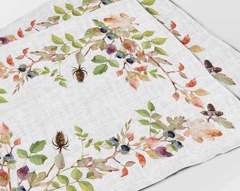 Placemats set fall, Thanksgiving placemats,  linen placemats, fabric placemats, autumn table decor, 100% linen fabric