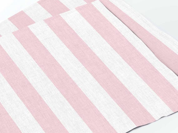 Placemats set, Pink Stripes, linen placemats, 100% linen fabric