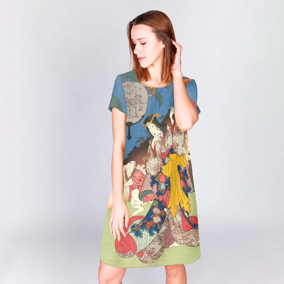 Linen dress, Teken van de haas, Utagawa Kuniyoshi, summer dress, linen clothes, women dress