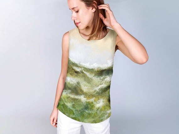 Linen top, Heavy Seas in the Black Sea, Lev Feliksovich Lagorio, linen shirt, 100% linen