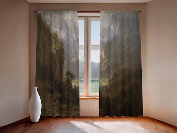 Curtains set, Rocky Mountains, Lander’s Peak, Albert Bierstadt, linen curtains, 100% linen, rod pocket, Custom curtains, window curtains