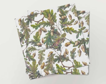 Oak Leaf Linen Napkins Set, Fall Table Decor
