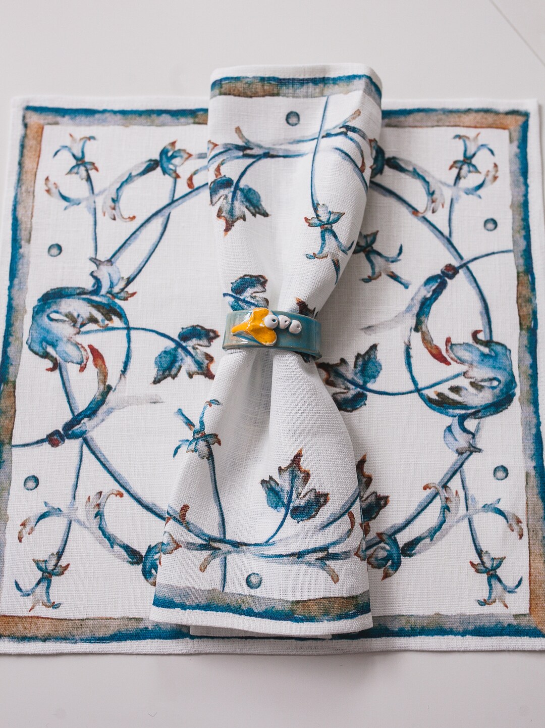 Napkins Set Vintage Art Deco Napkins Ornaments Antique Art Pattern