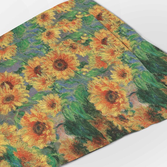 Linen placemats, Sunflowers, Claude Monet, Monet table textile, fabric placemats, vintage placemats