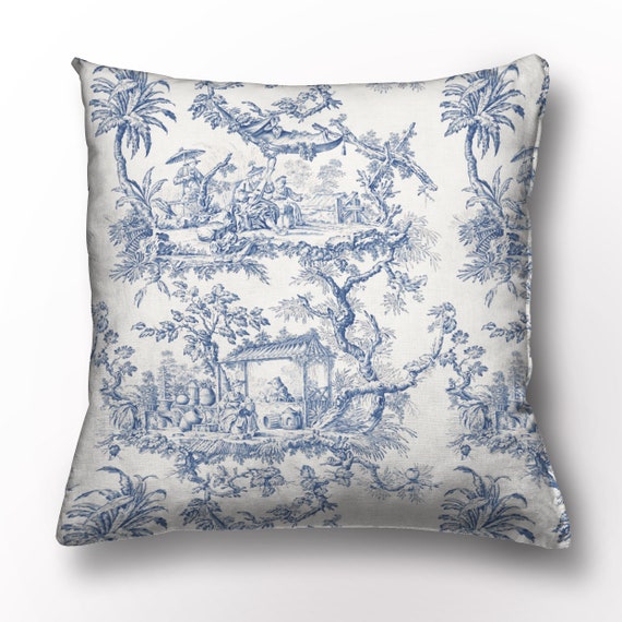 Cushion cover, Toile de Jouy, 100% linen, Throw Pillow, Linen pillow, Wholesale pillow, 18x18 pillow