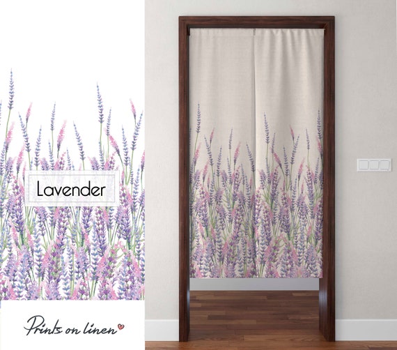 Noren Curtains, Lavenders, Linen Japanese curtains, door linen panel, decorate doorway curtain, 100% linen, Noren Linen