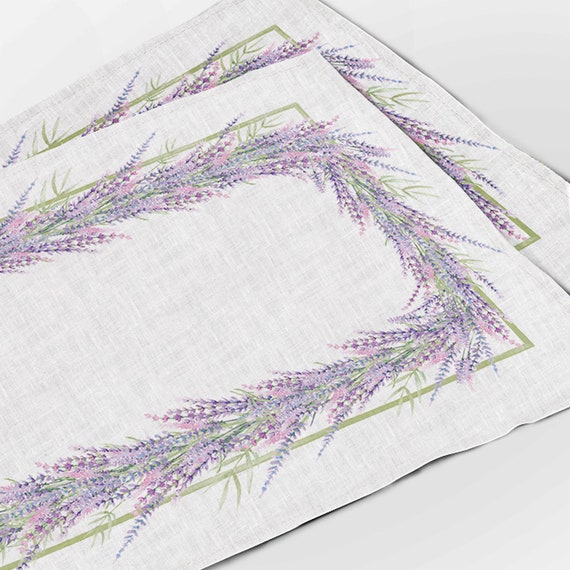 Lavenders, placemats, cloth napkins, linen, lunch Placemats, vintage placemats, housewarming gift, thanksgiving table, lavender, boho decor
