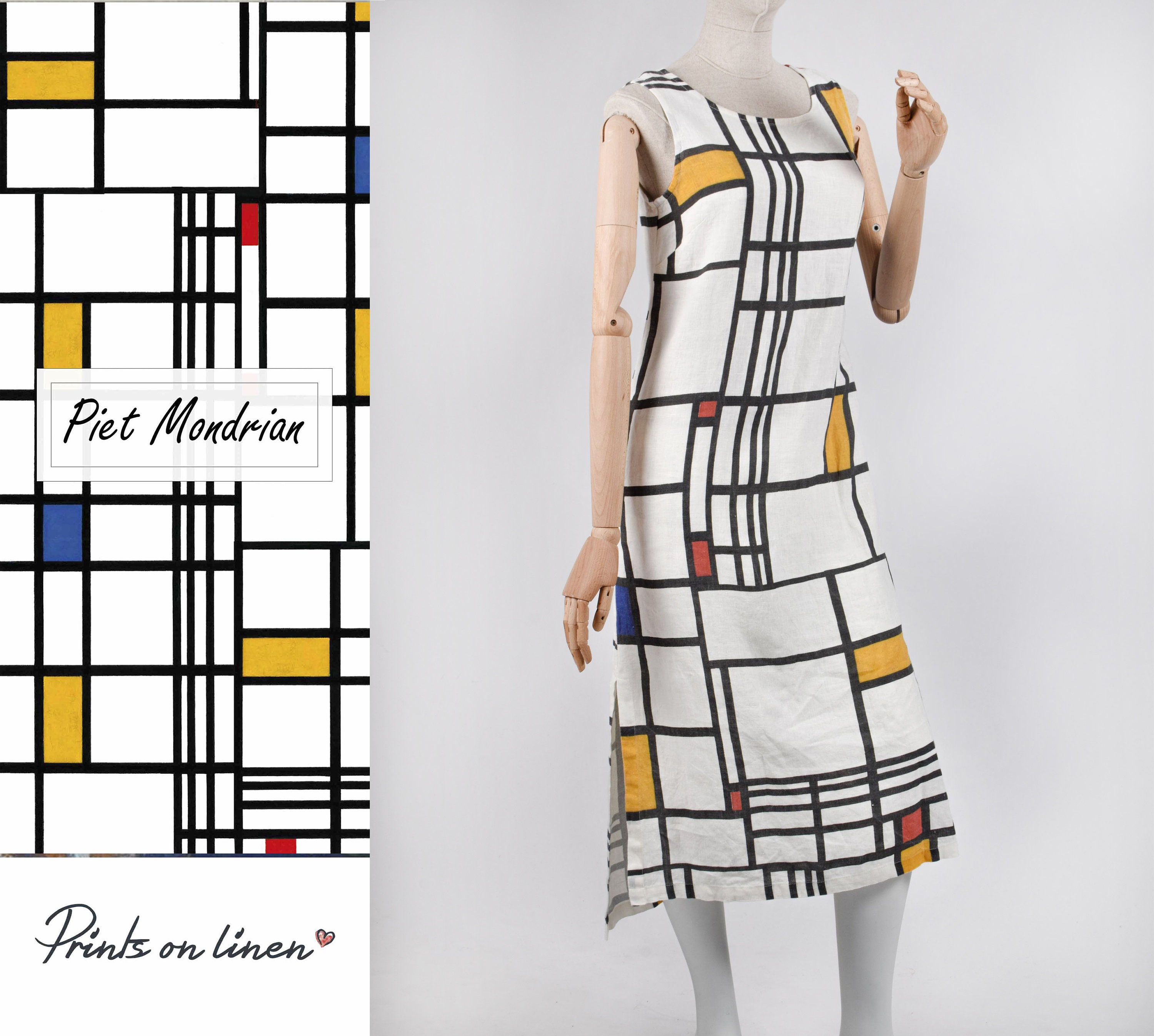 Piet Mondrian Vestido de mujer de lino vestido de lino - Etsy México