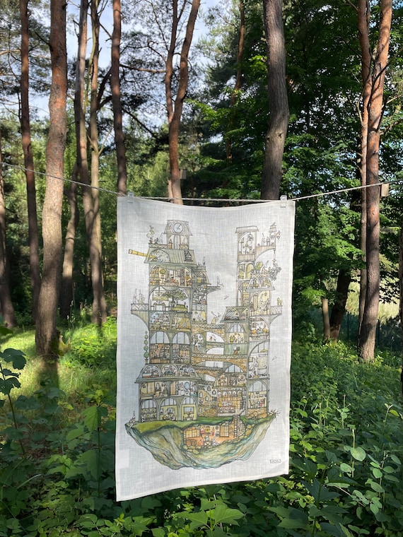Kitchen towel, Easter towel, bunnies towel, linen towel, Bunny, towel art print, kitchen decor, 100% linen, baby shower gift