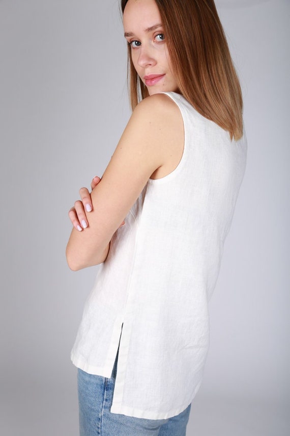 White linen shirt, Plain white linen, linen shirt, white top, white linen top, custom size, 100% linen