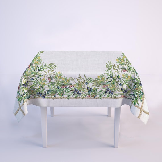Provence tablecloth, Olives pattern, Linen tablecloth, farmhouse decor, 100% linen fabric, rectangle tablecloth