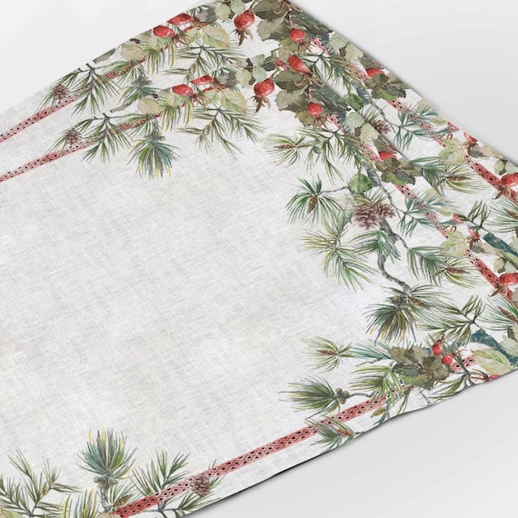 Placemat Set, Christmas Rowan, Christmas Print, Holiday Decor, 100% linen