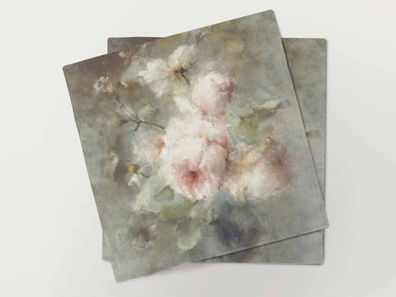 Linen napkins, Vintage Rose, floral napkins, fabric napkins, 100% linen, elegant napkins