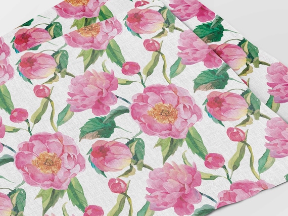 Placemats set, Wildflower peonies, linen placemats, wedding gift, linen placemats, 100% linen fabric