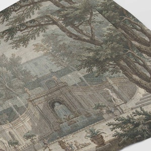 Bordsunderlägg i linne, Villa d’Este med trädgårdsutsikt, Toile-tyg