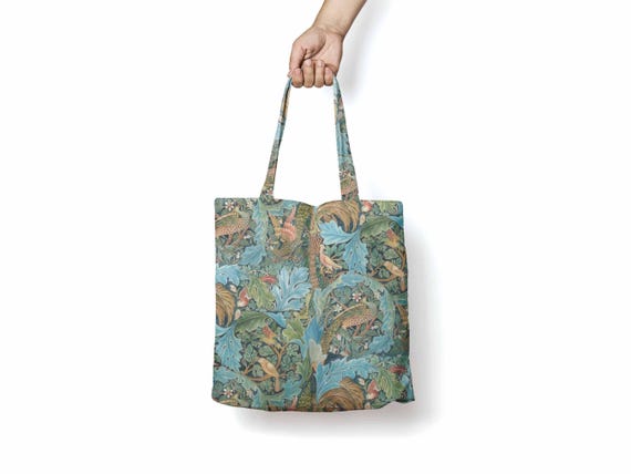 Tote bag, William Morris, Acanthus and Birds, linen bag, art print, 100% linen bag