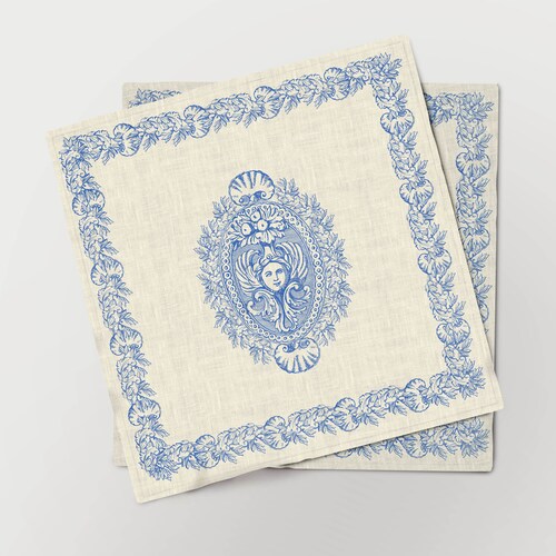 Napkins Set Antique Owen Jones 100 Linen Toile De Jouy Etsy