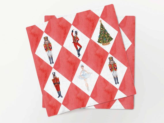 Napkins set, Ballet & Christmas Classics, 100% linen, washed linen napkins