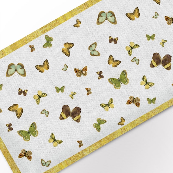 Linen table runner, Butterflies, table runner, 100% linen, butterfly, vintage table runner, made in Lithuania