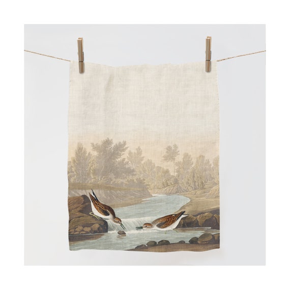 Kitchen towel, Little Sandpiper from Birds of America (1827) by John James Audubon, 100% linen, linen towel