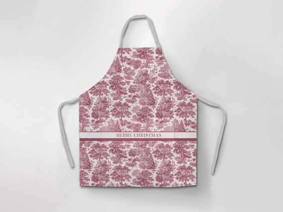 Linen apron, Merry Christmas, Christmas apron, toile apron pattern, apron with pocket, cross back apron, 100% linen