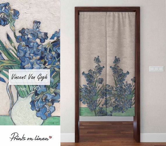 Noren curtain, Vincent van Gogh, linen curtains, door curtain, 100% linen, panel curtain, closet cover, window curtains linen