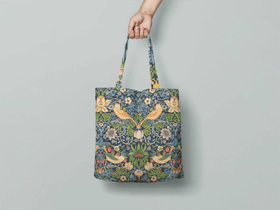 Tote bag, William Morris, Strawberry Thief, linen bag, art print, 100% linen bag