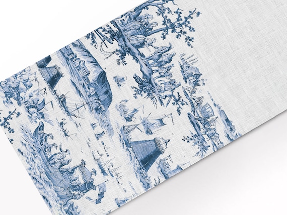 Table runner, Jean Baptiste Huet, toile table runner, linen table runner, 100% linen, linen table top