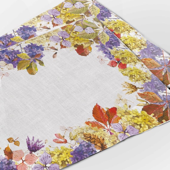 Placemats set, Lovely Autumn, linen placemats, 100% linen, housewarming gift, autumn table decor, hand made in Lithuania