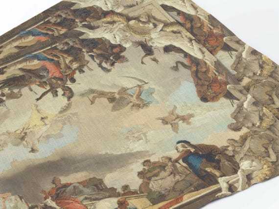 Linen Placemats Set, Allegory of the Planets and Continents, Giovanni Battista, Vintage Design, 100% Linen