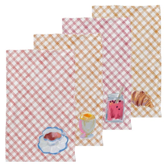 Linen Kitchen Towel Set, French Brunch, Hostess Gift