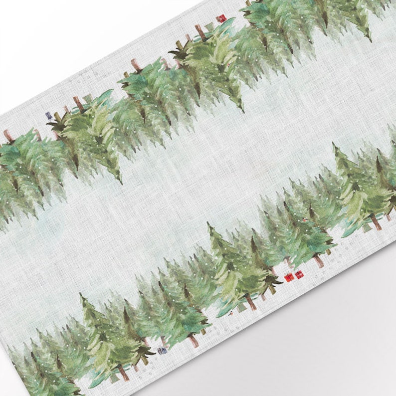 Table runner, Paws in the Snow, Christmas decorations, custom size, Christmas gift, housewarming gift, table topper, linens, Holiday decor image 1