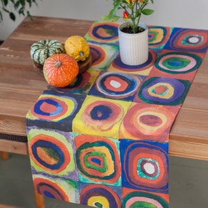 Table runner, Wassily Kandinsky, Color Study: Squares with Concentric Circles, Abstract art, linen table runner, Kandinsky art print image 3