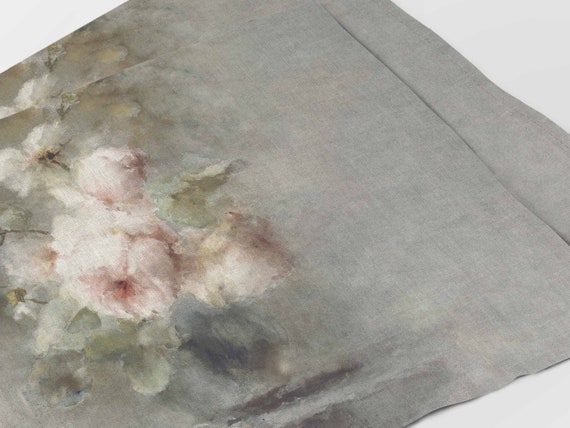 Linen placemats, Vintage Rose, Floral placemats, fabric placemats, 100% linen