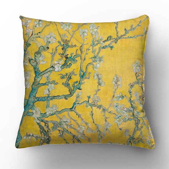 Van Gogh, Cushion cover, almond blossom, yellow almond blossom, cushion, decorative pillows, throw pillow, home decor, vintage style