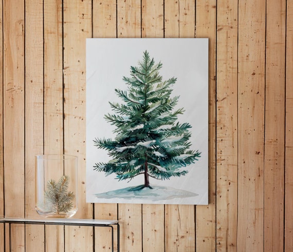 Christmas Tapestry, Watercolor Pine, Christmas wall tapestry, Fir Tapestry, Christmas decor, 100% linen, Christmas tree, Christmas wall hang