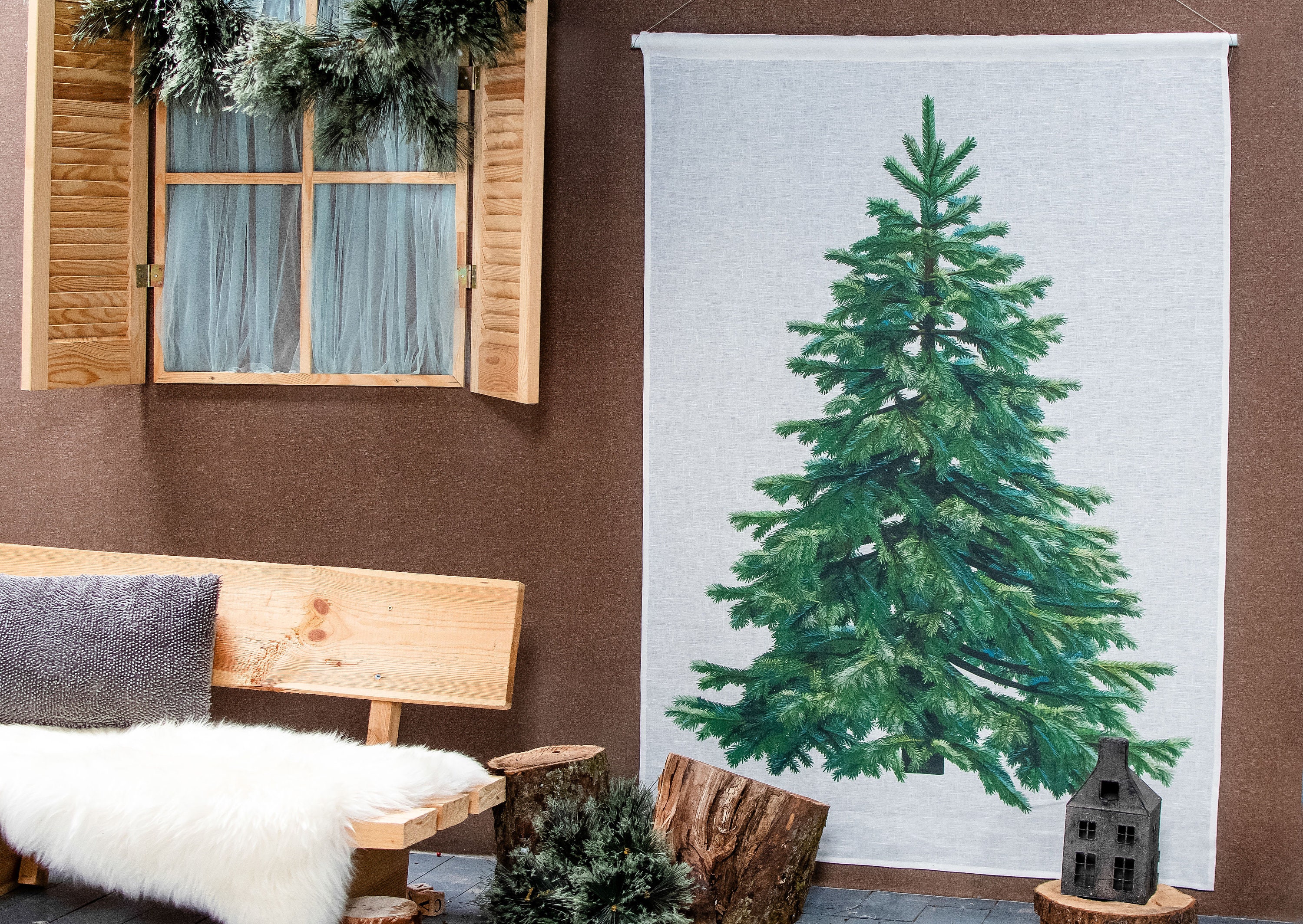 Christmas tree, Tapestry, tree decor, Christmas decor, Holiday tapestry
