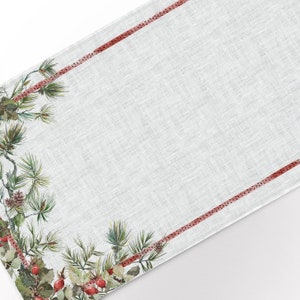 Christmas table runner, Linen table runner, Christmas Rowan, Holiday table runner, 100% linen, hand made table runner, Holiday table decor