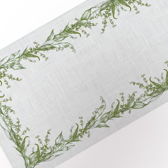 Table runner, Lily of the Valley, linen table runner, custom size, 100% linen, hand made table runner, Easter table top