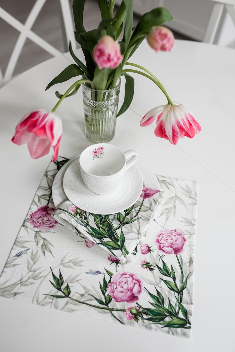 Linen Love Peonies Napkins - Thumbnail 2