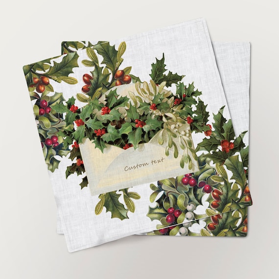 Christmas Napkins set, custom text, 5 words, personalized napkins, Your text Holiday napkins, personal napkins, Personalize Christmas gift