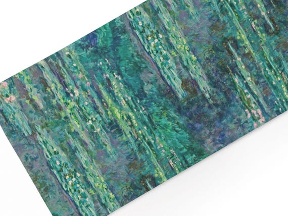 Linen Table Runner, Monet, Water Lilies, 1904, vintage decor, 100% linen, European Decor