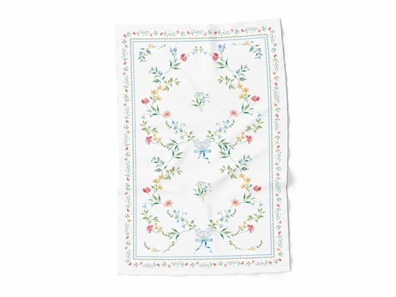 Parisian Romance Floral Linen towel – Vintage French Garden Kitchen Decor – Elegant Spring & Summer decor