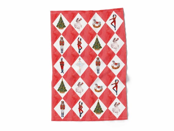 Linen towel, Ballet & Christmas Classics, fabric towel, 100% linen